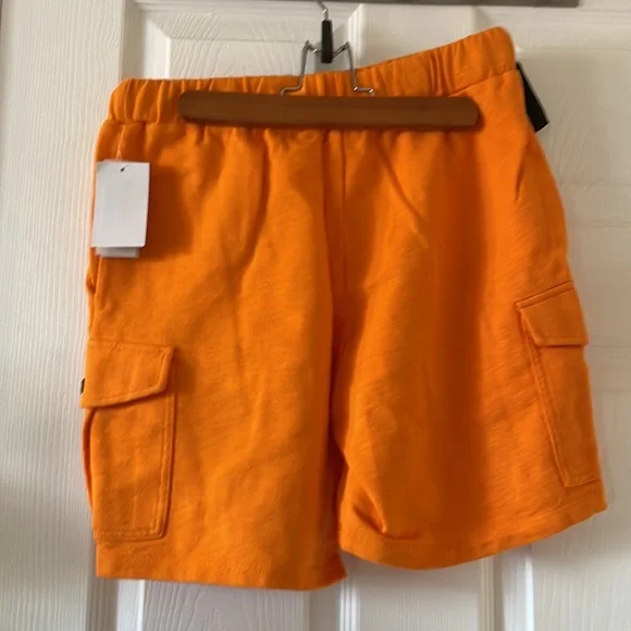 Bp bright orange cargo shorts festival edm summer neon be proud pride - Picture 4 of 6